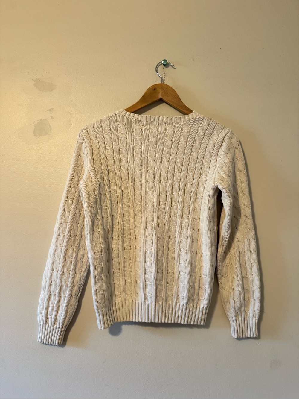 Polo by Ralph Lauren Sport Cream Cable Knit Crewneck Sweater XL Extra Large - Picture 4 of 6